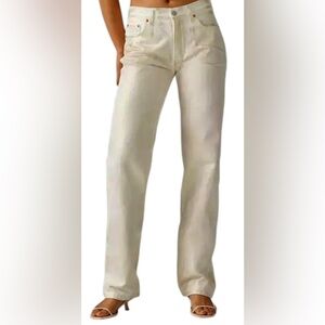 NWT Levi’s 501 ‘90s Mid Rise Straight Leg Gold Foil Jeans